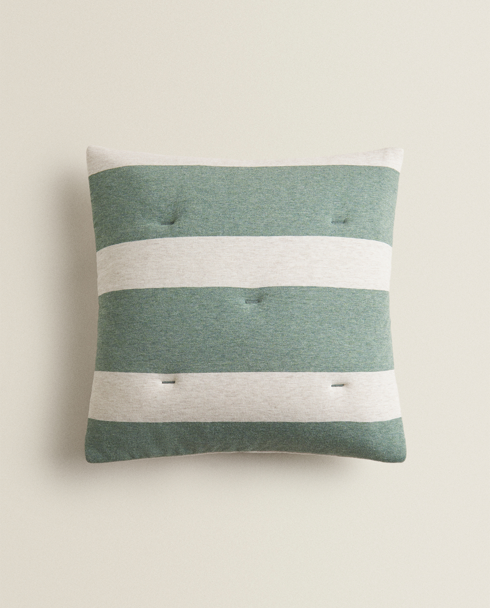 STRIPED COTTON JERSEY CUSHION COVER
