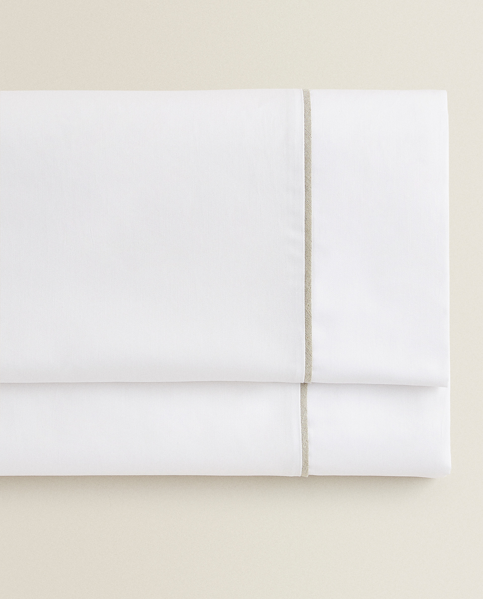 (400 THREAD COUNT) SATEEN FLAT SHEET WITH LINEN PIPING