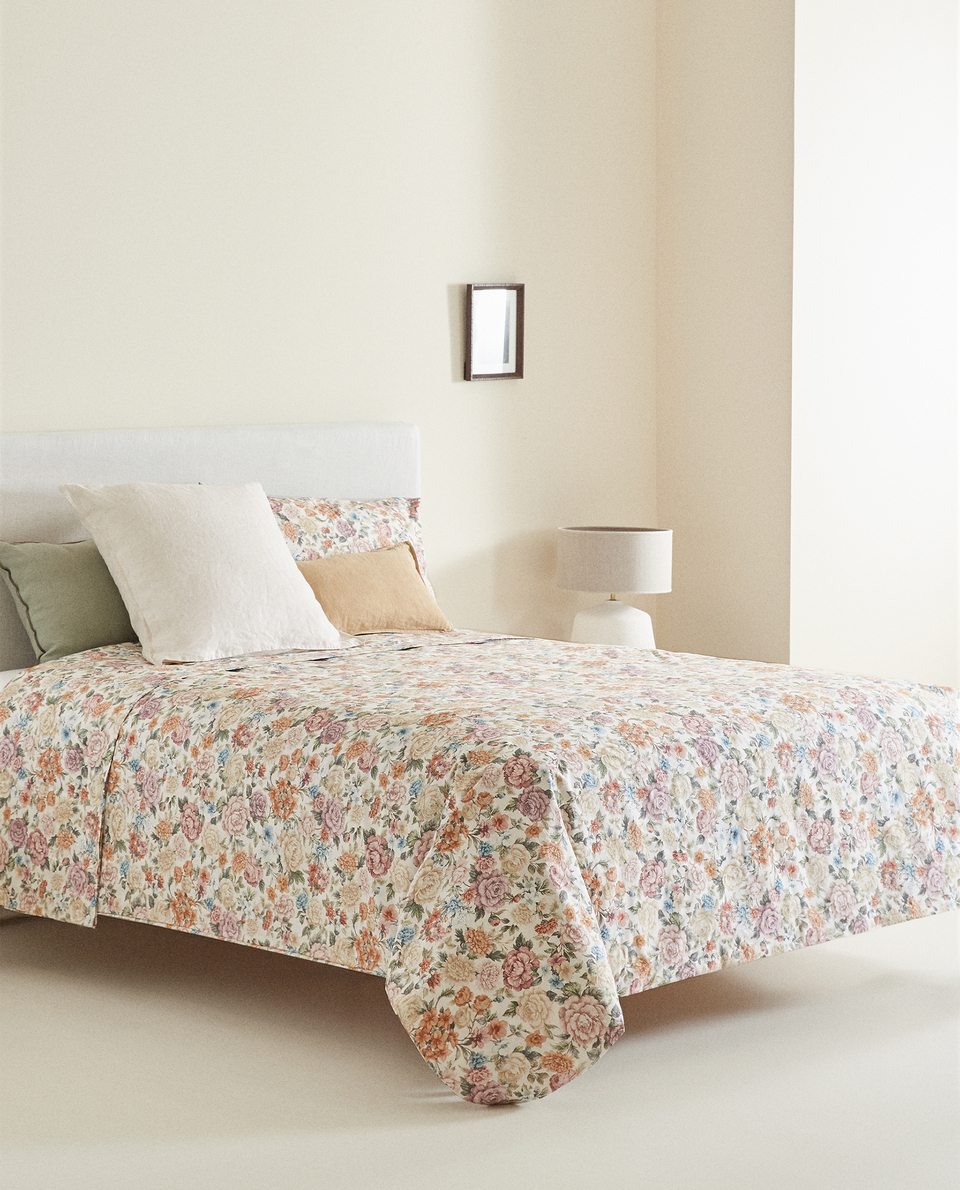 DUVET COVER WITH COLORFUL FLORAL PRINT