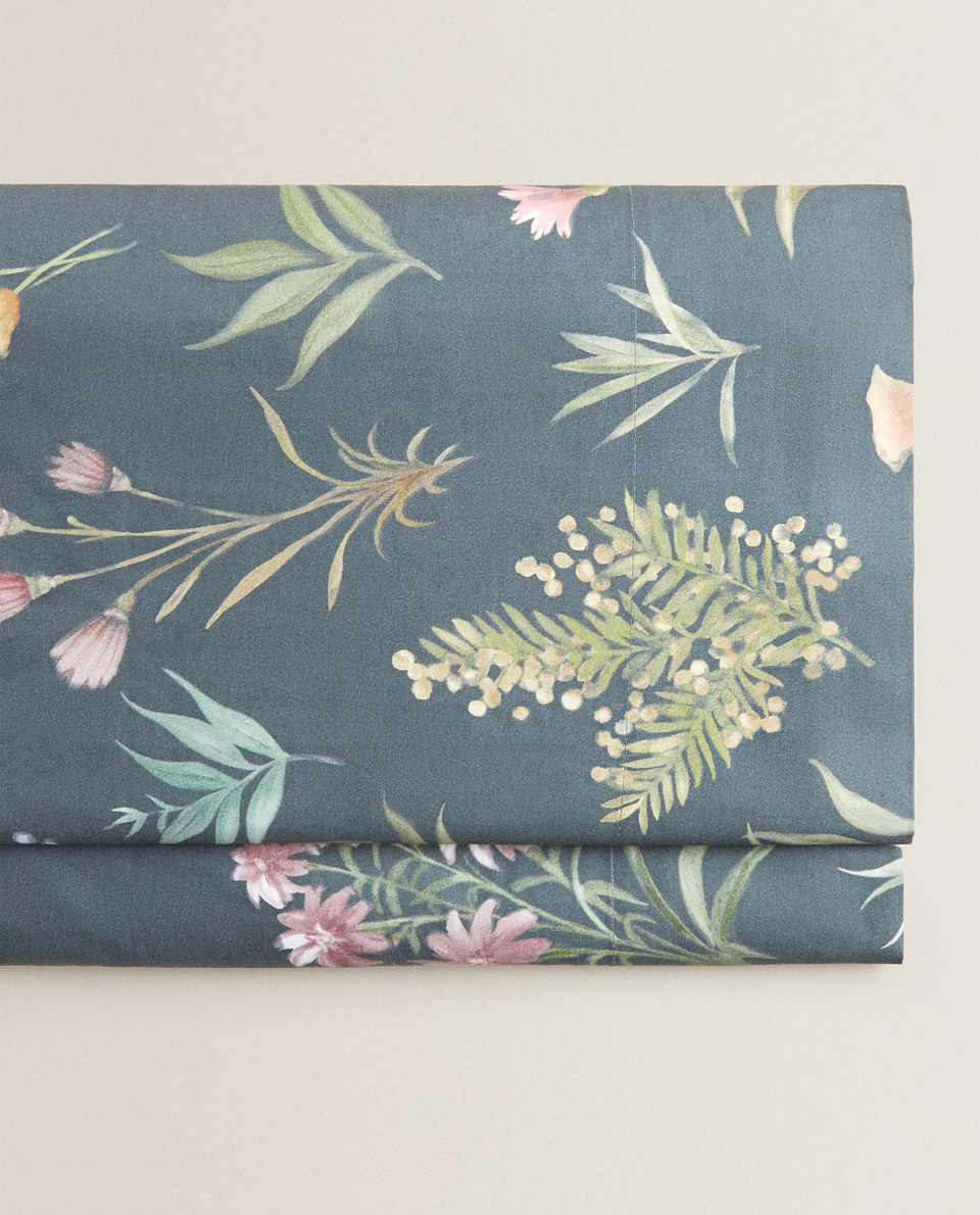 マルチカラーフラワープリント フラットシーツ