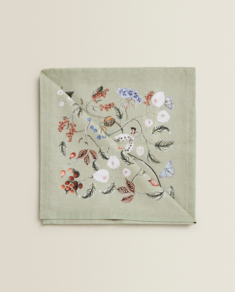 FLOWER AND BRANCH PRINT NAPKIN (PACK OF 2)