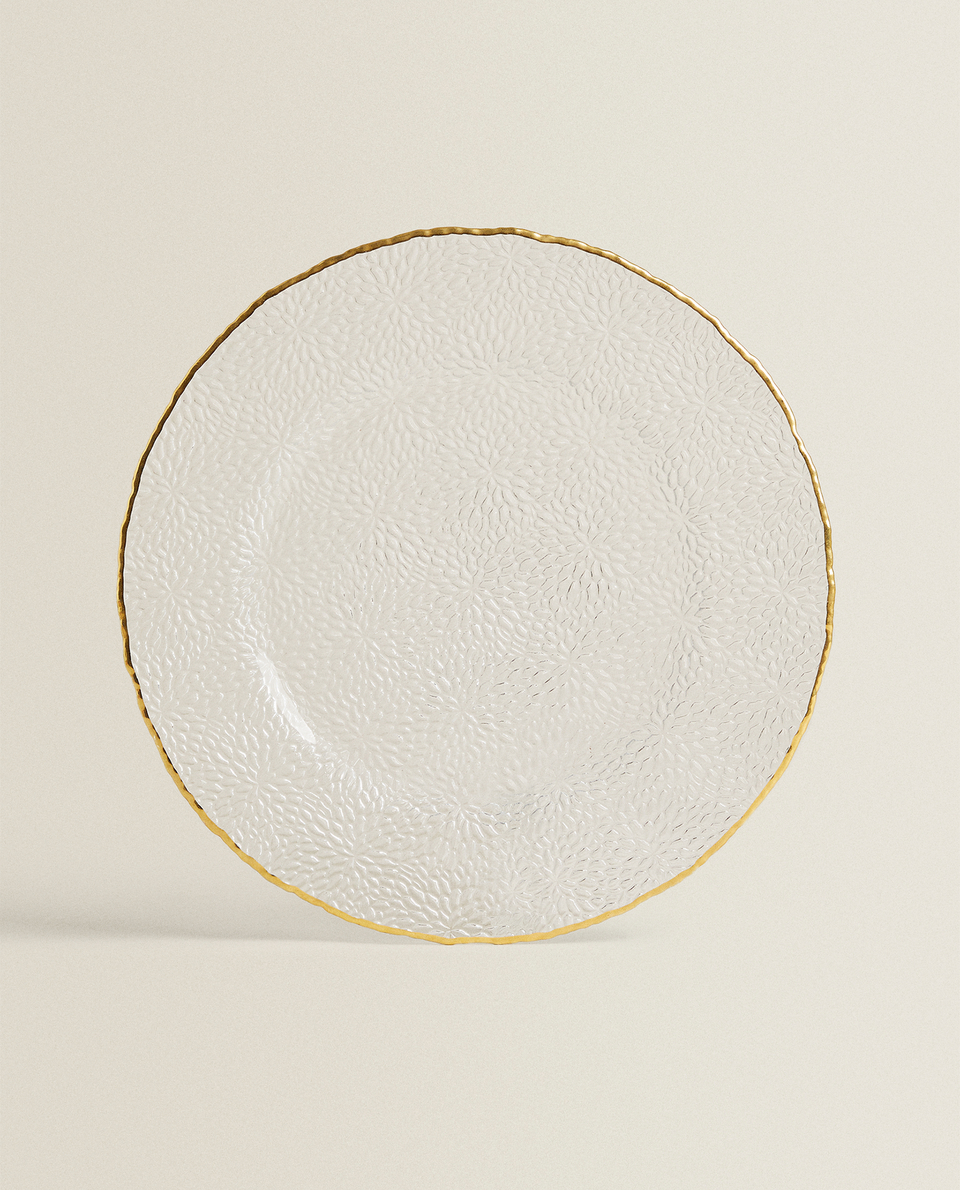 STAR GLASS SERVICE PLATE WITH GOLD RIM
