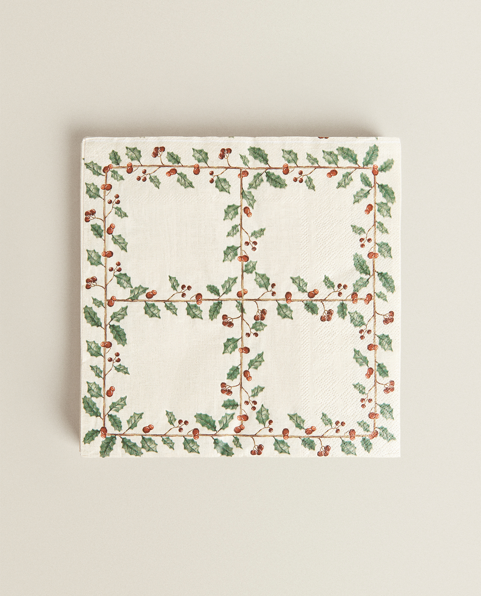 PACK OF 20 HOLLY PAPER NAPKINS