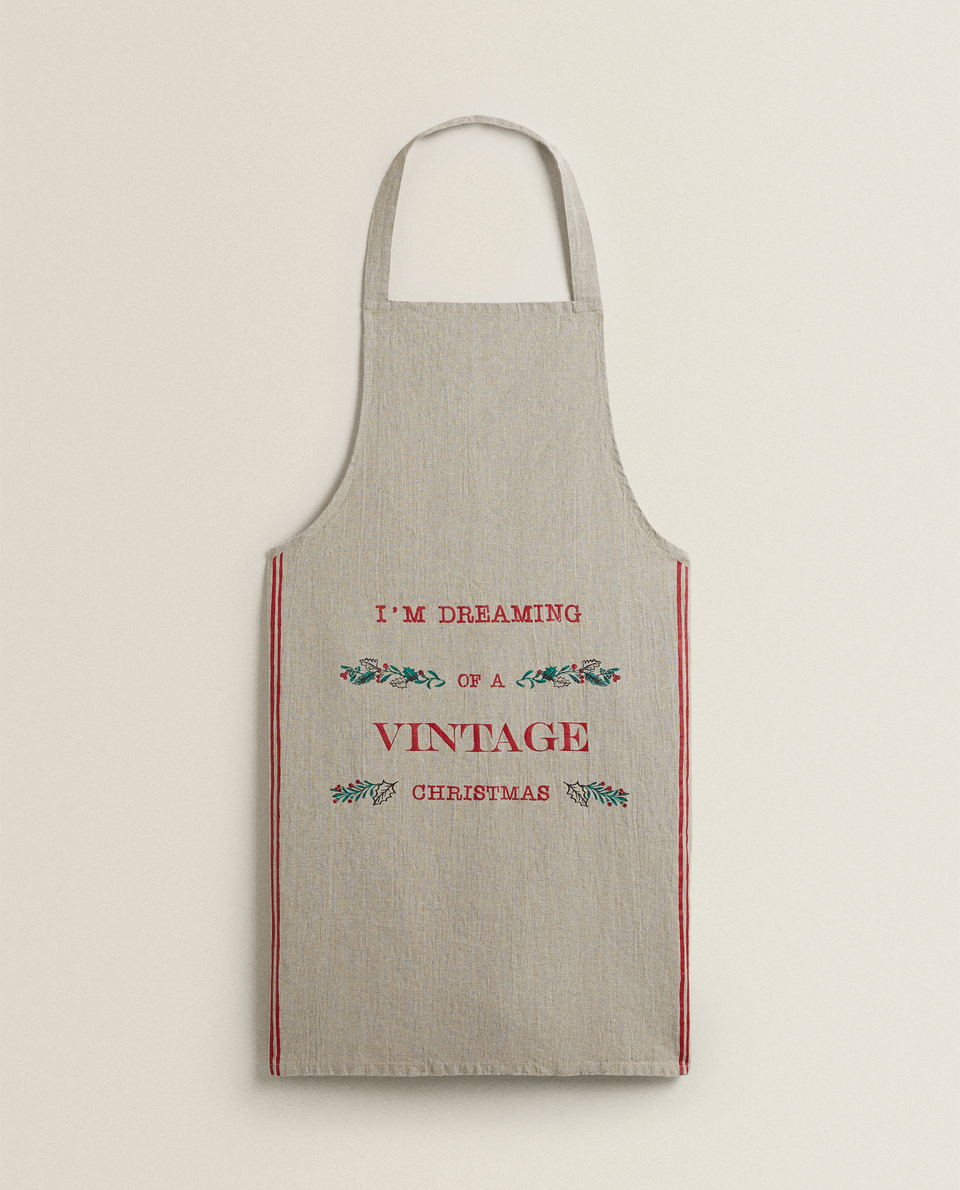 LINEN APRON WITH CHRISTMAS MESSAGE