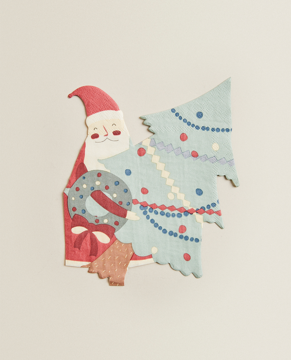 PACK OF 20 SANTA CLAUS AND TREE PAPER NAPKINS