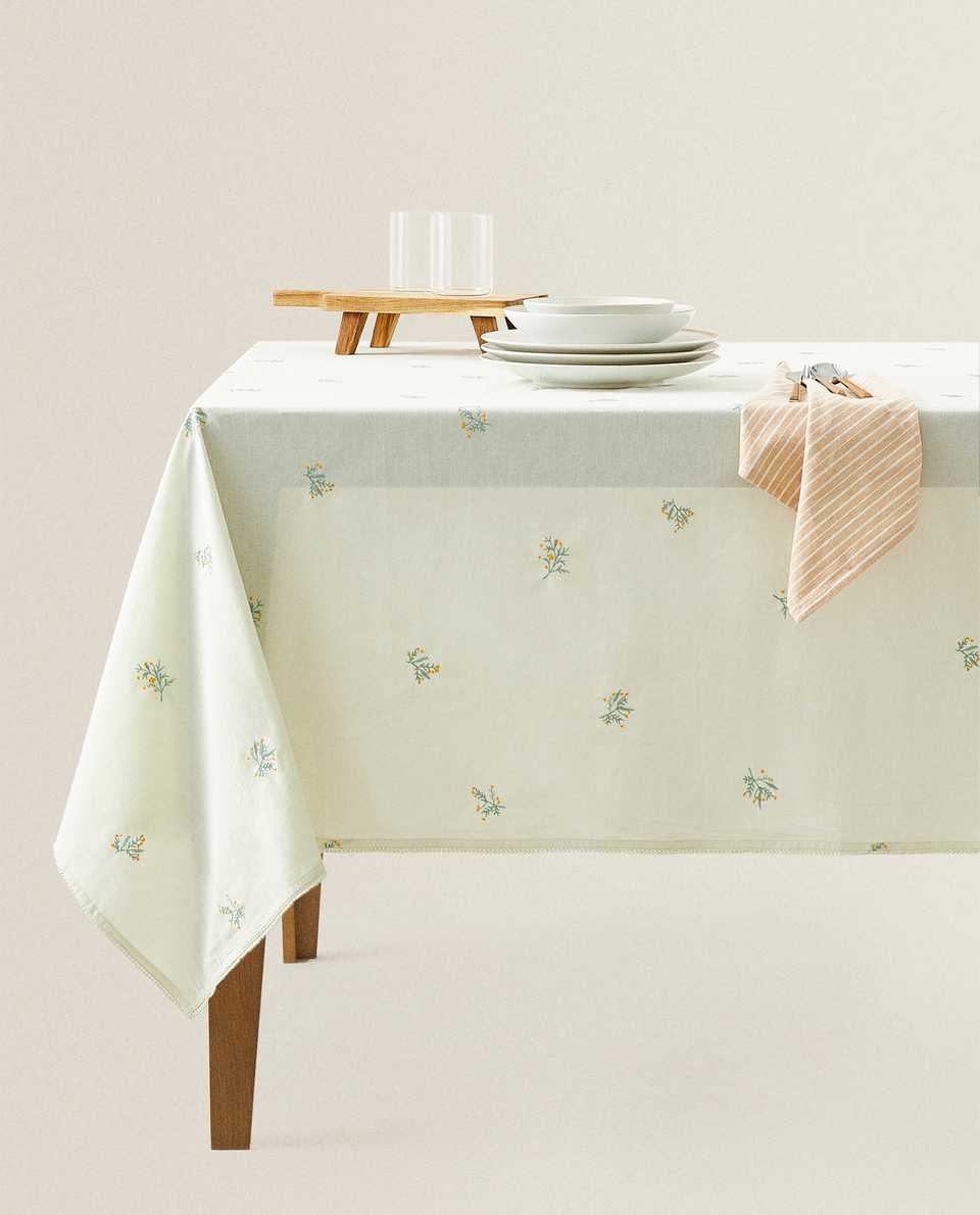 MIMOSA EMBROIDERY TABLECLOTH