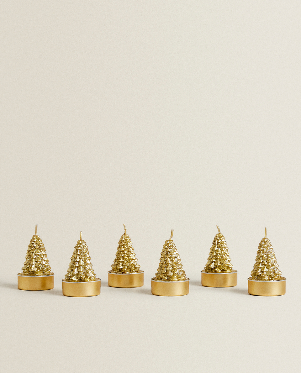 TREE-SHAPED DECORATIVE CANDLES (PACK OF 6)