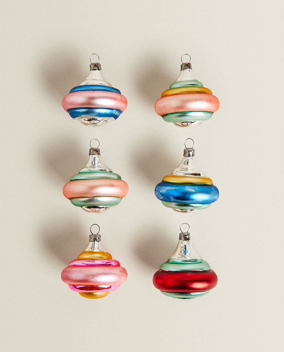 PACK OF 6 MULTICOLOURED DECORATIONS