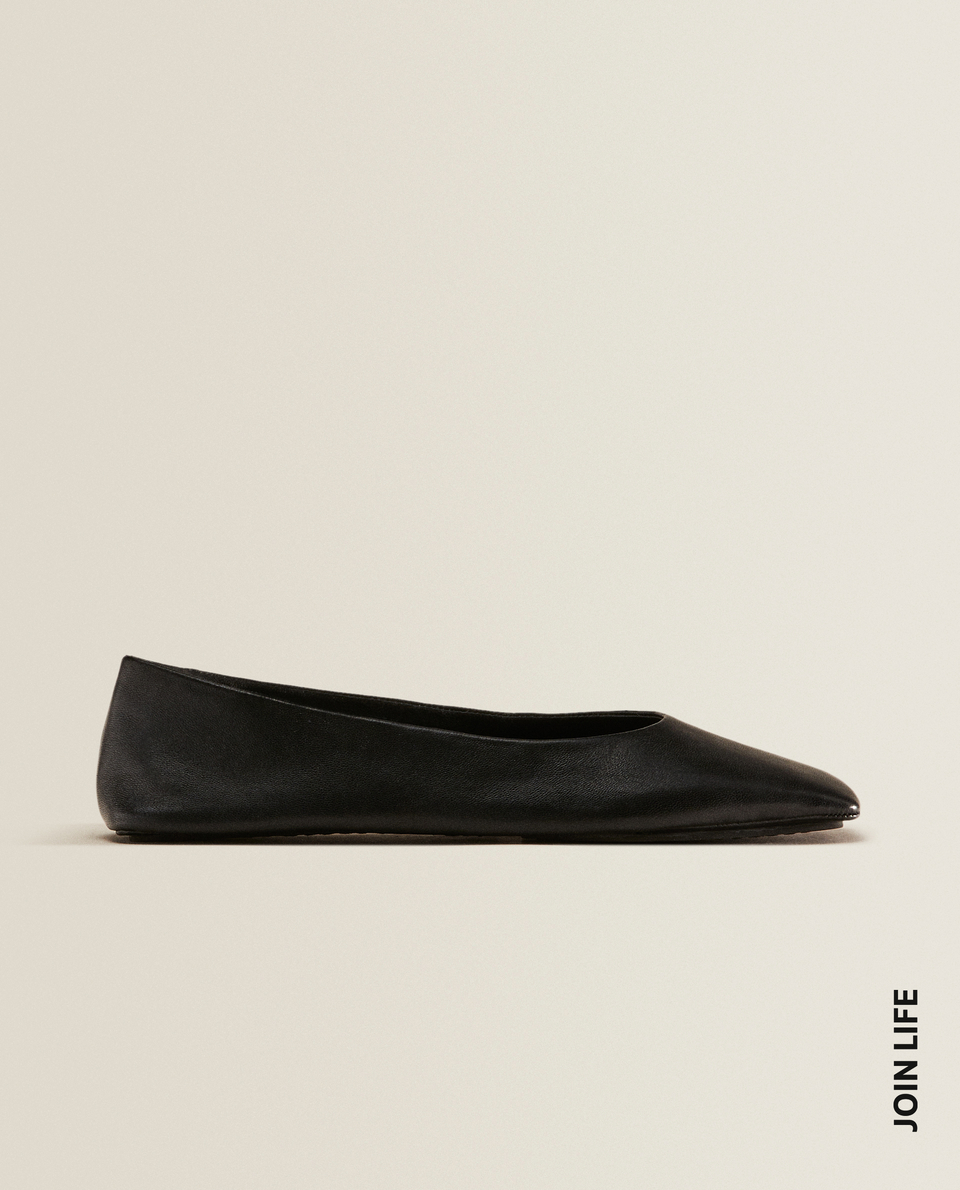 https www zarahome com tr en bayram selection square toe leather ballet flats c1020350019p301992878 html