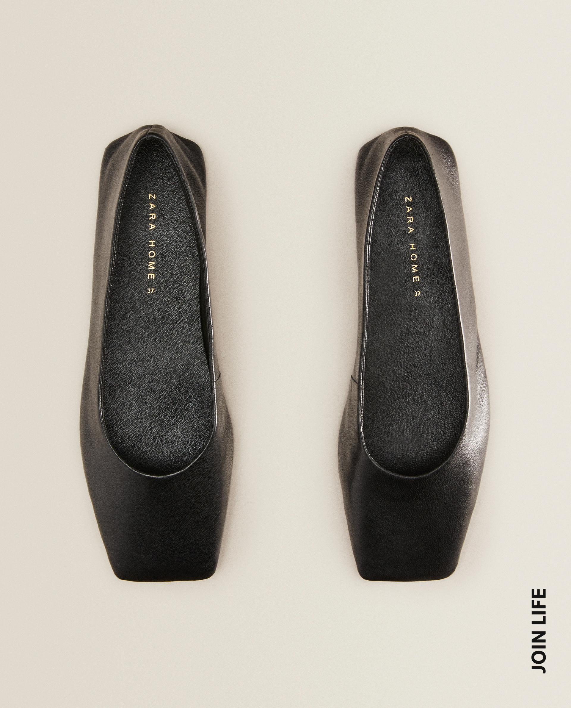 Ballerine In Pelle Con Punta Quadrata Donna Calzature Abbigliamento Calzature Zara Home Italia