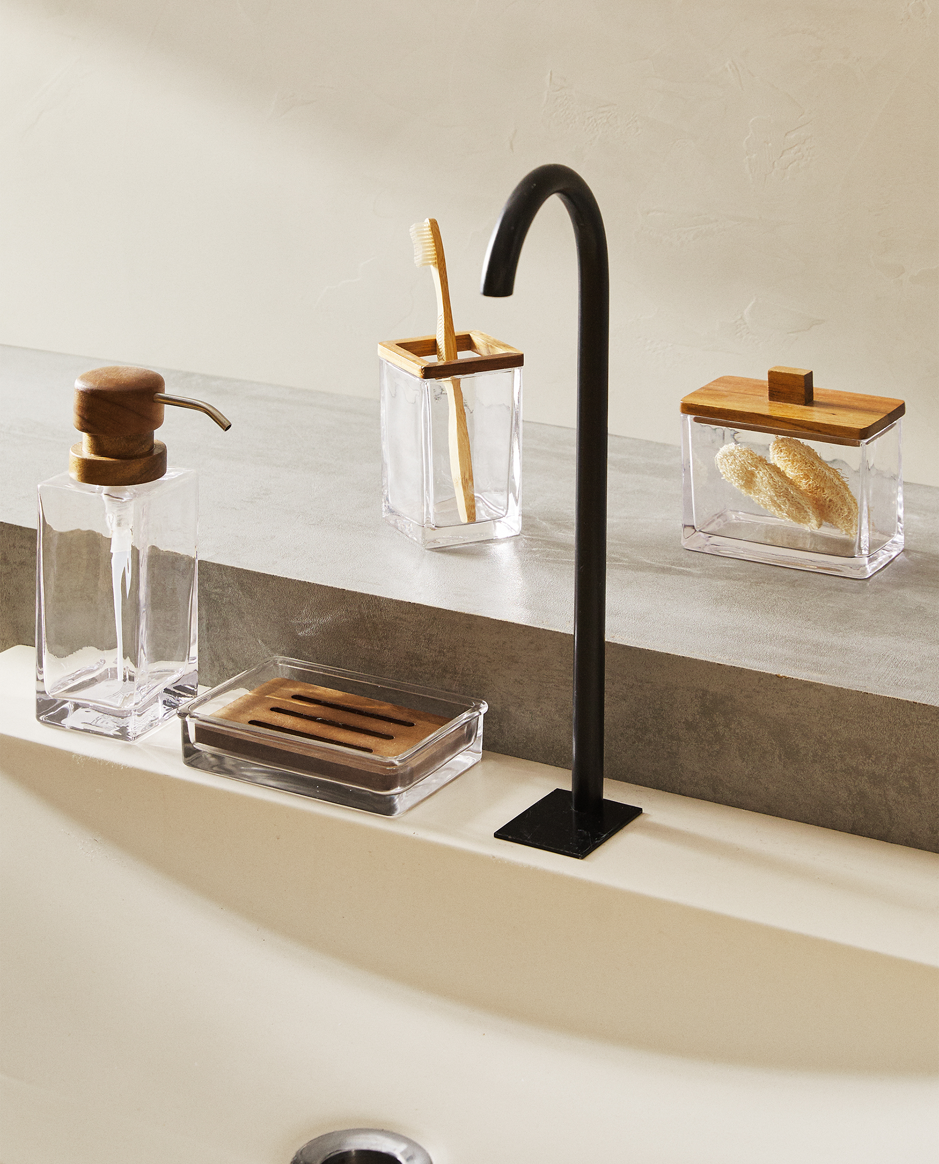 Glass And Wood Bathroom Set Bathroom Accessories Bathroom Zara Home United Kingdom