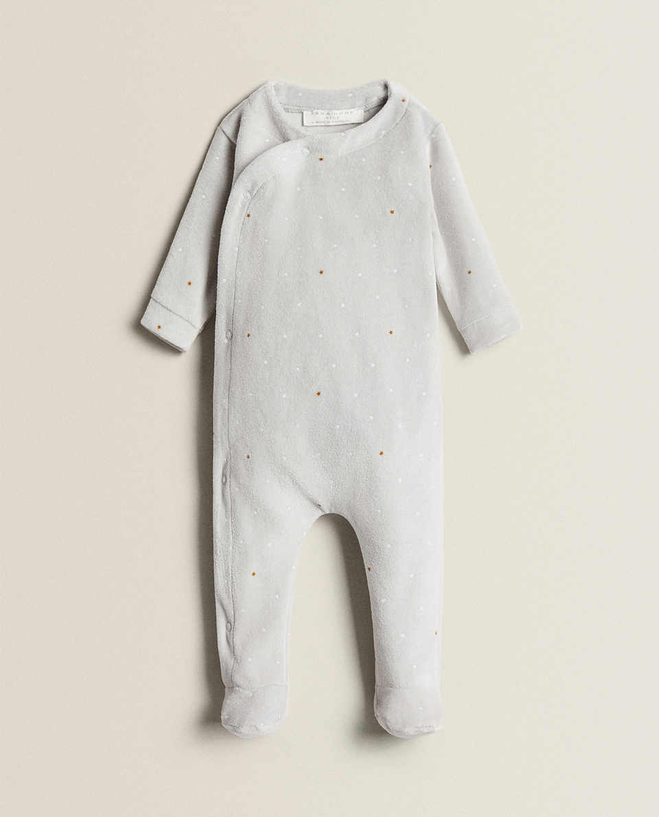 Velour Star Print Romper Suit View All Clothing Footwear Kids Zara Home Algerie