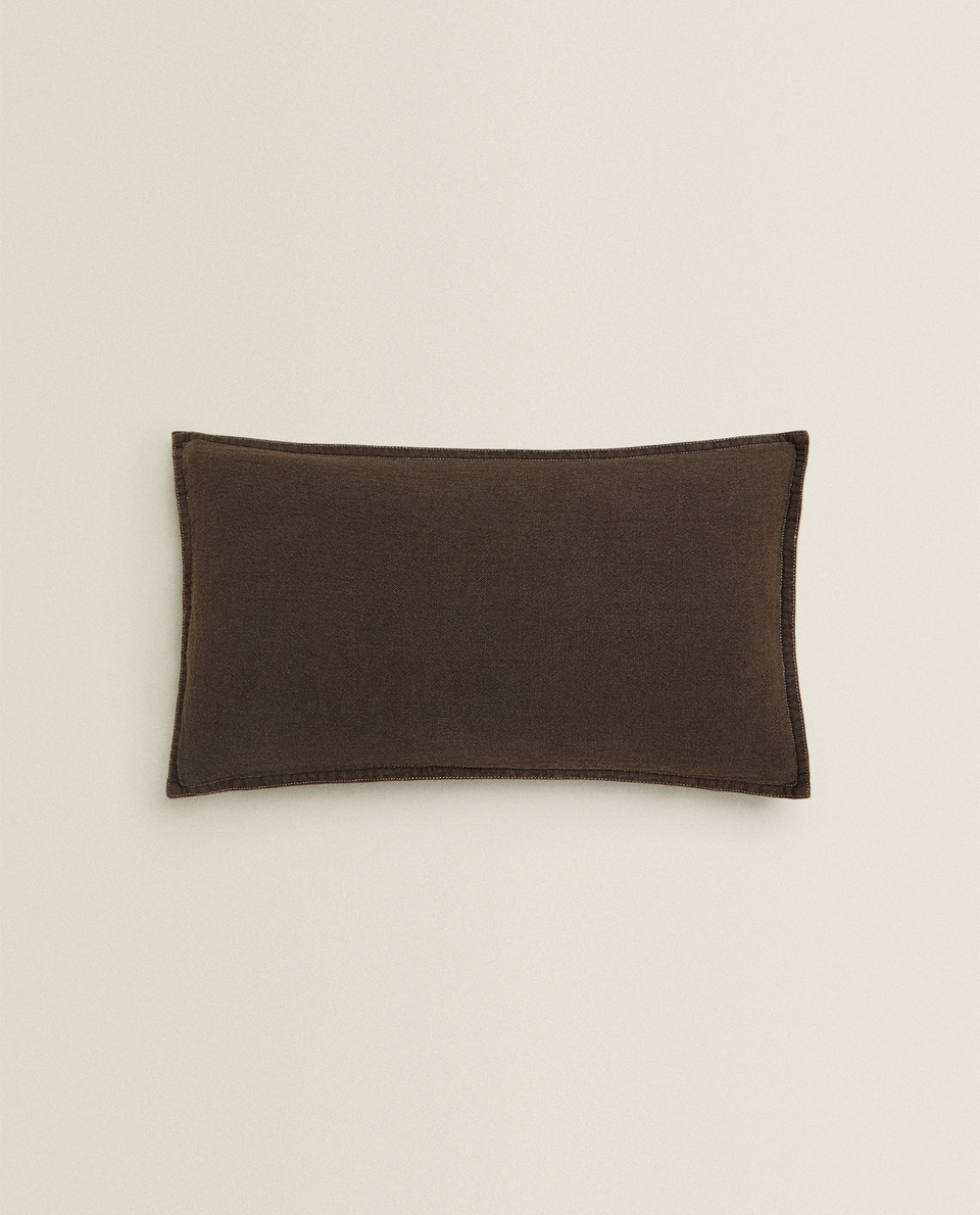 Exclusive Waist Cushion in Dark Brown Cotton Linen, 56*27*12 CM
