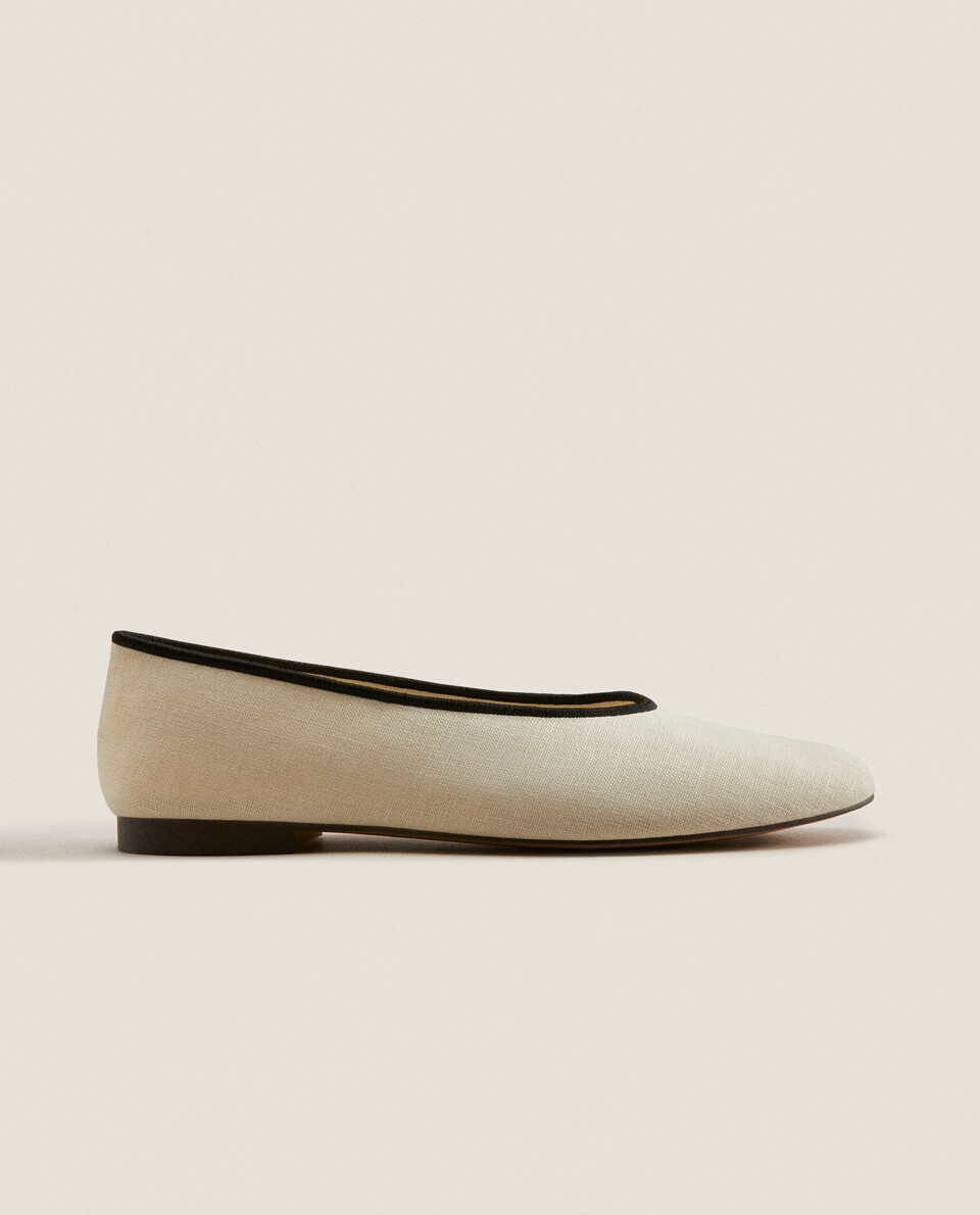 Fabric ballet flats with trim detail