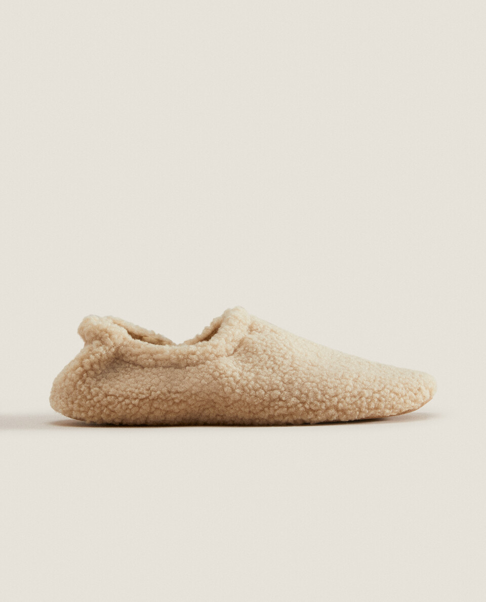 Faux shearling house slippers