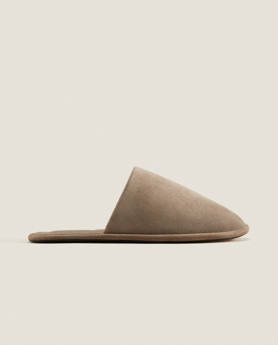 Split suede/ leather slippers