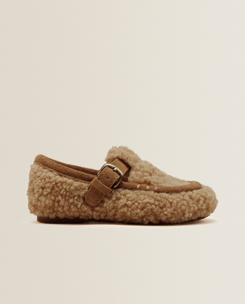 Faux shearling loafer slippers