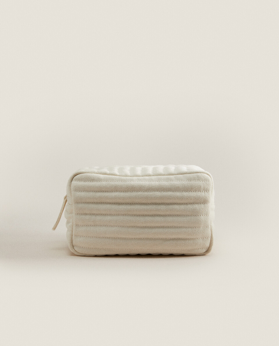 Quilted linen toiletry bag