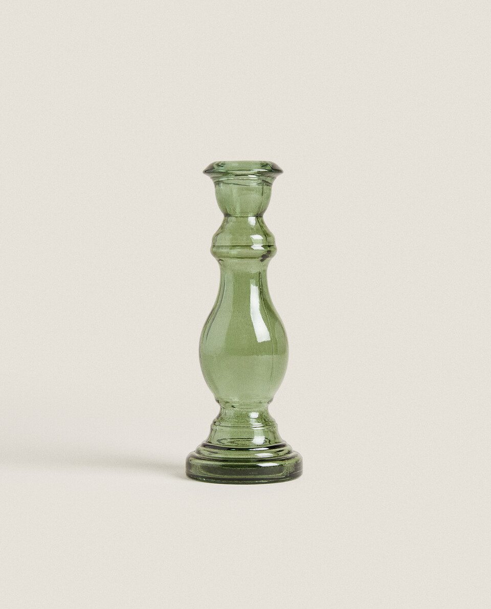 COLOURED GLASS CANDLESTICK