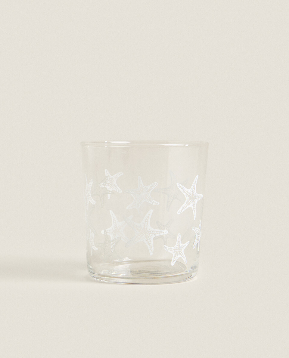 GLASS TUMBLER WITH STARFISH TRANSFER