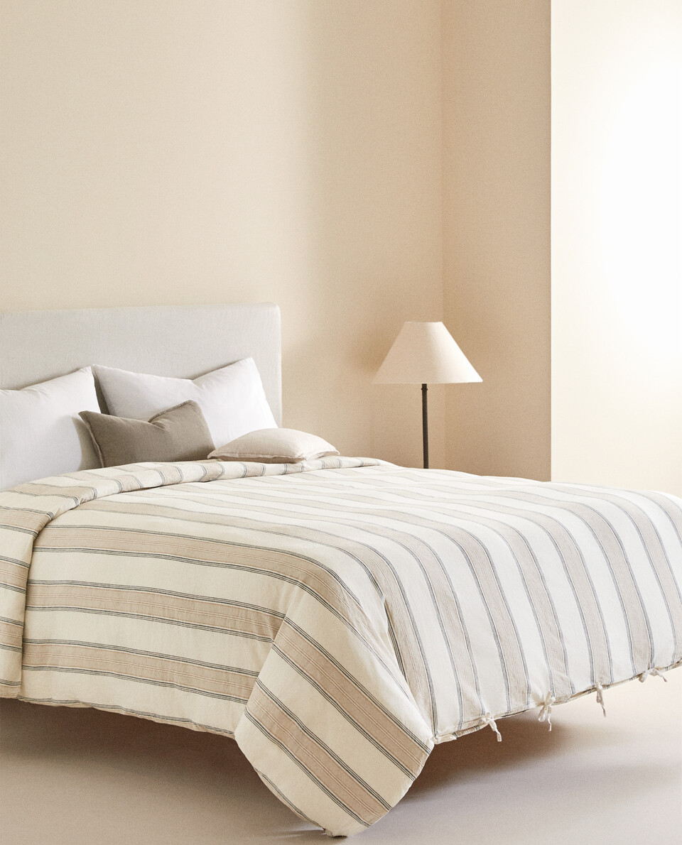 DYED THREAD STRIPED DUVET COVER