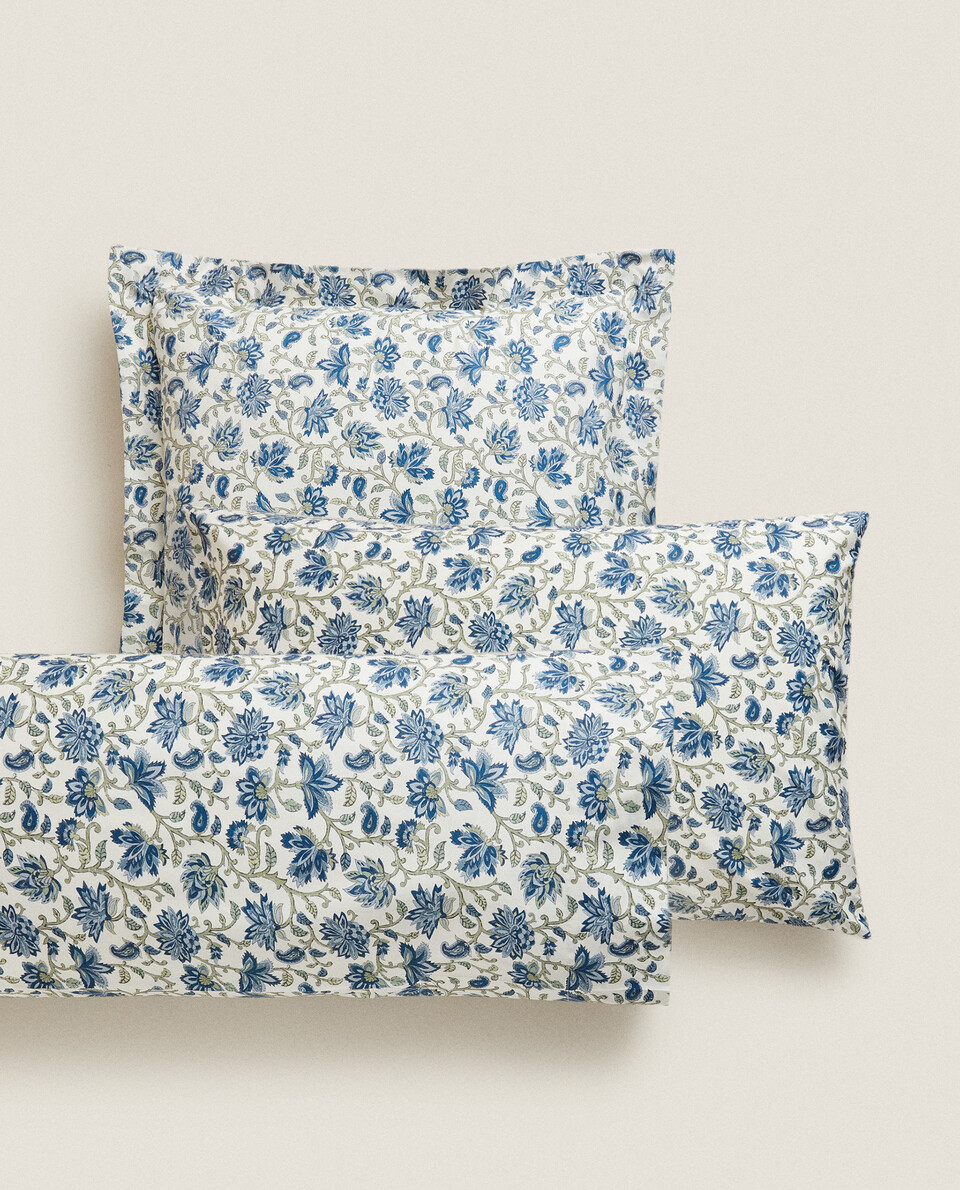 PILLOWCASE WITH FLORAL AND BRANCH PRINT