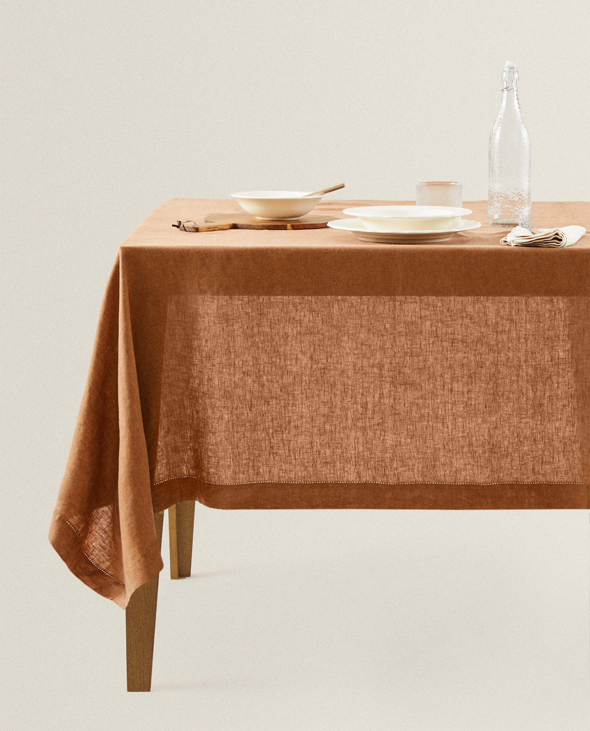 brown tablecloth