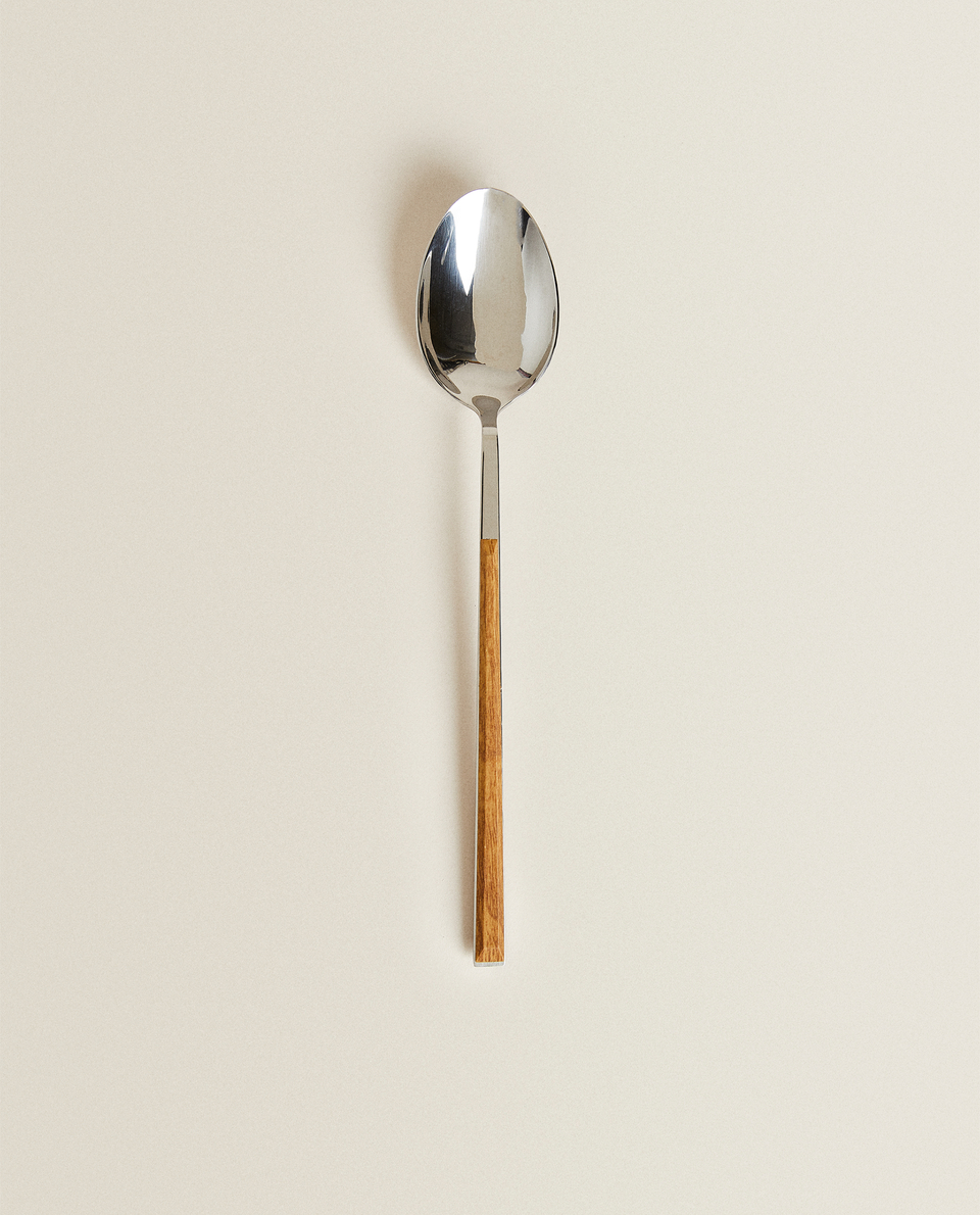 SERVING SPOON WITH WOOD-EFFECT HANDLE