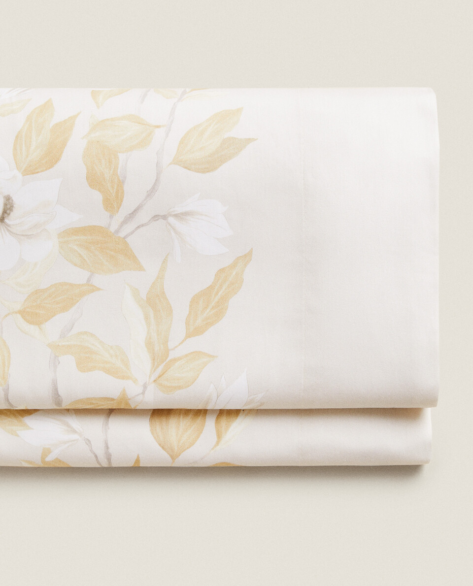 SATEEN FLAT SHEET WITH FLORAL PRINT