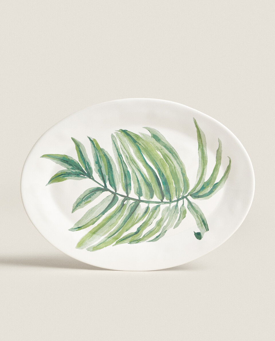 SERVING DISH WITH LEAF PRINT