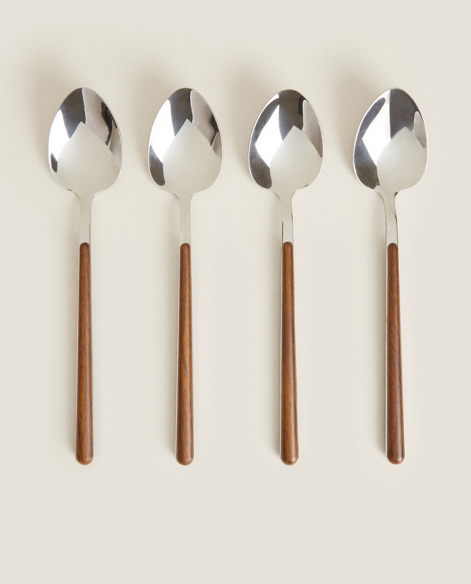 BOX 4 SPOONS WITH ROUND HANDLE DETAIL