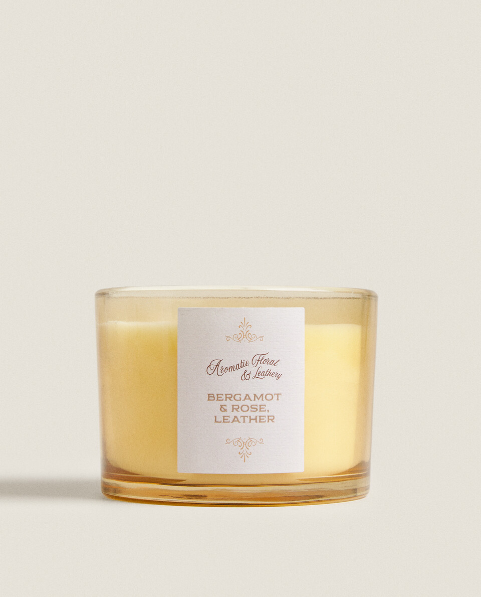 (350 G) BERGAMOT&ROSE, LEATHER SCENTED CANDLE