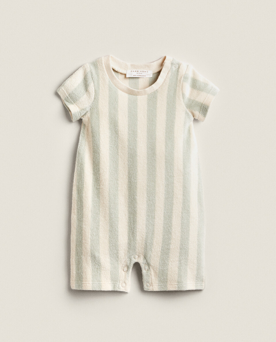 STRIPED TERRYCLOTH OVERALLS