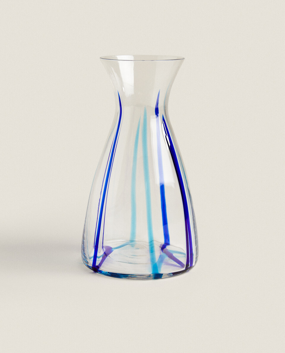 GLASS BOTTLE WITH COLOURED LINES