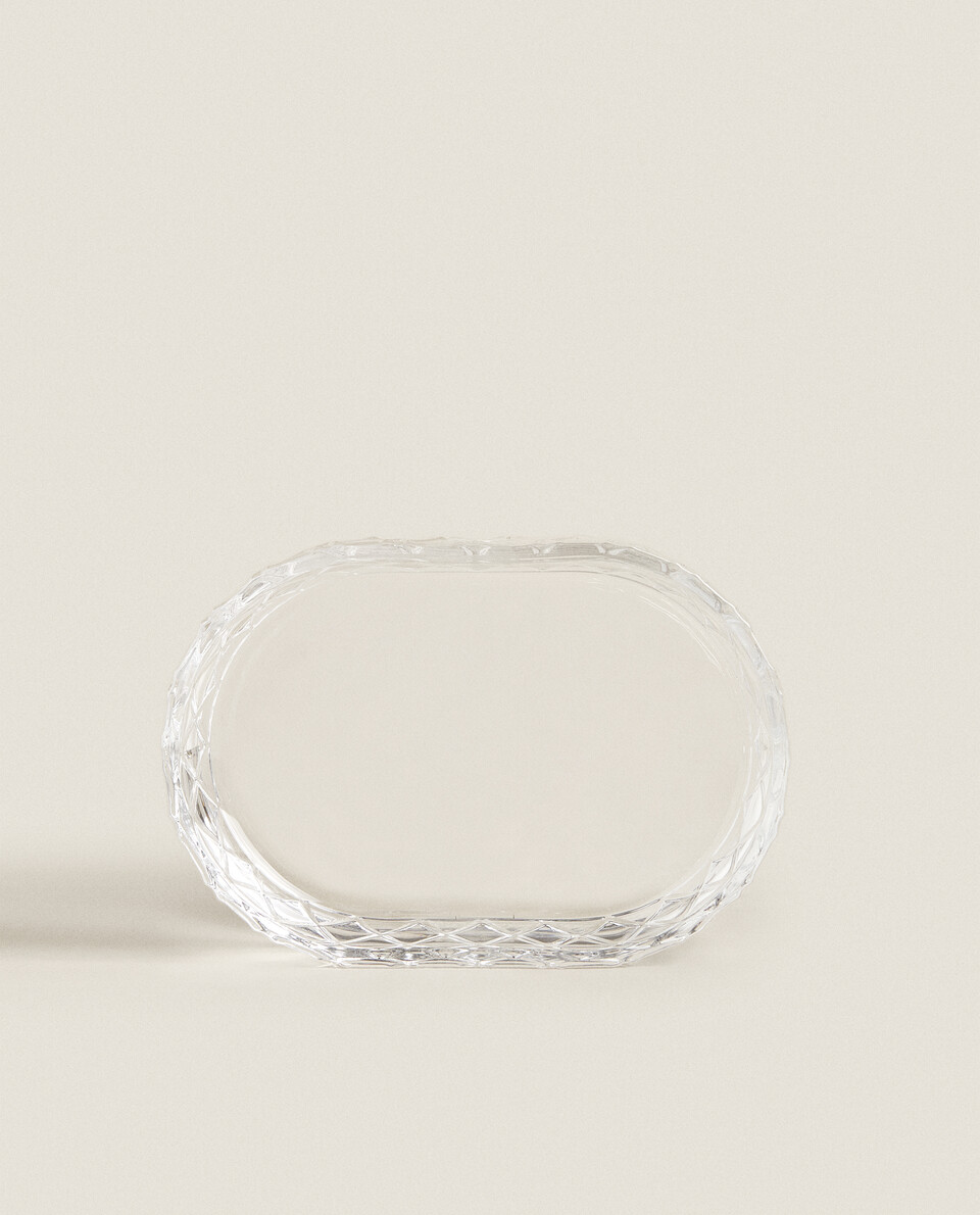 RAISED DESIGN GLASS SOAP DISH