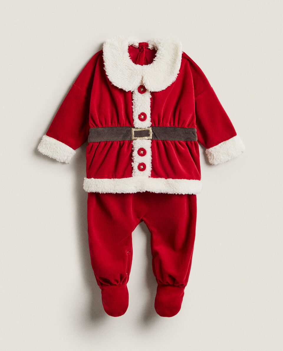FATHER CHRISTMAS VELOUR ROMPER