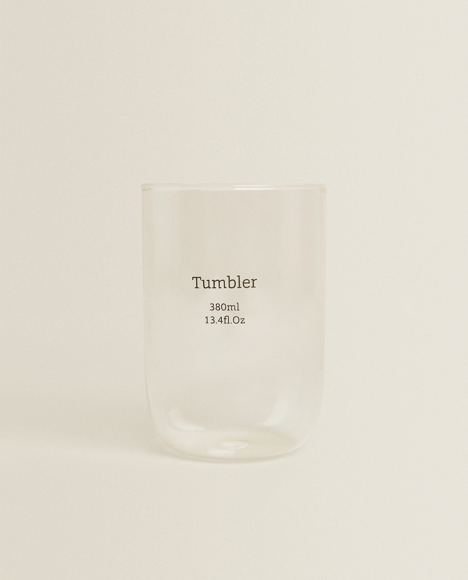 BOROSILICATE GLASS TUMBLER WITH SLOGAN