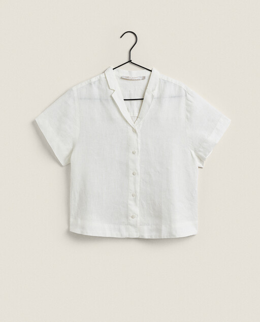 zara women's white linen shirt