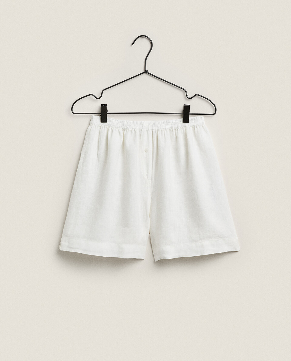 zara black and white shorts