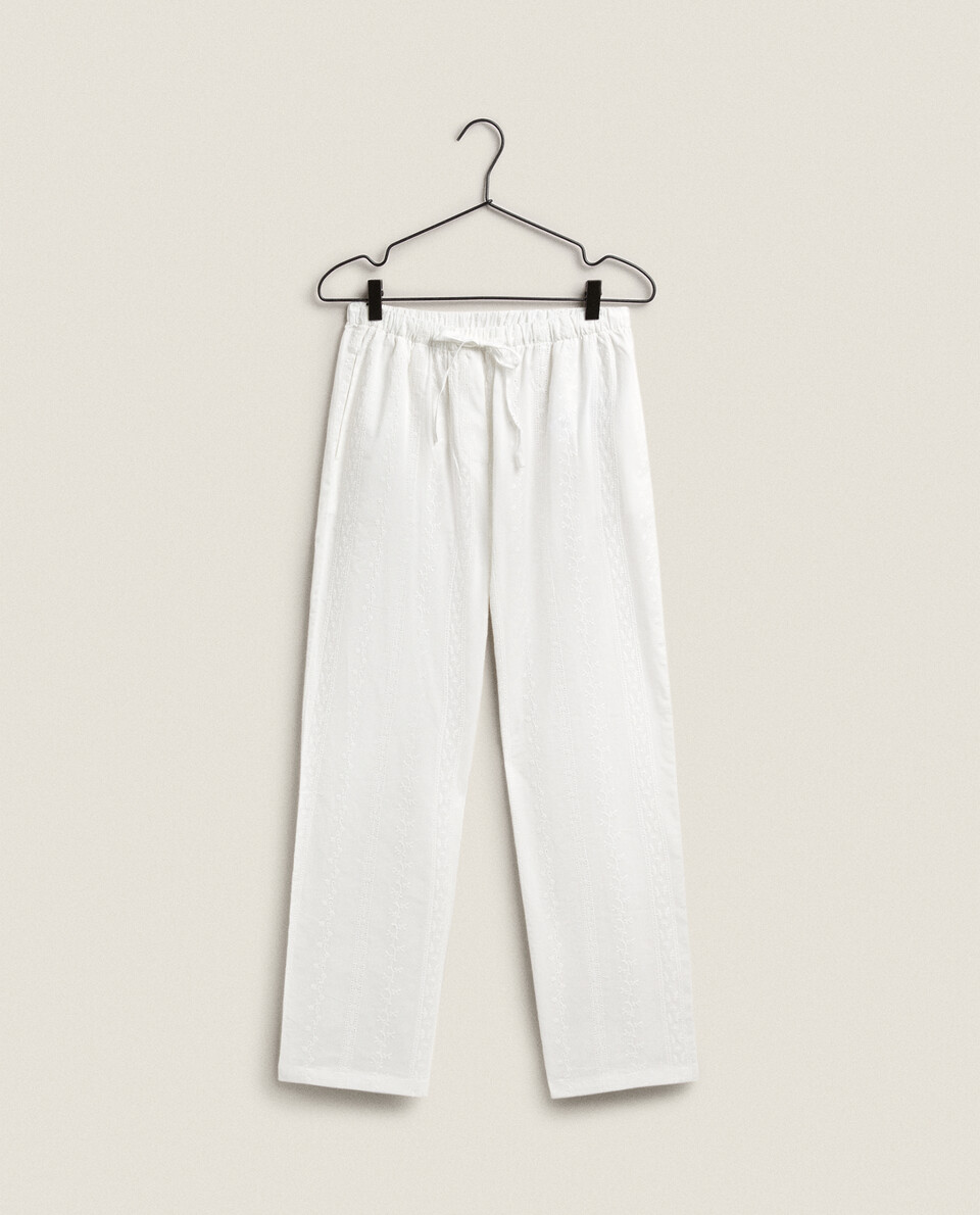 EMBROIDERED COTTON TROUSERS