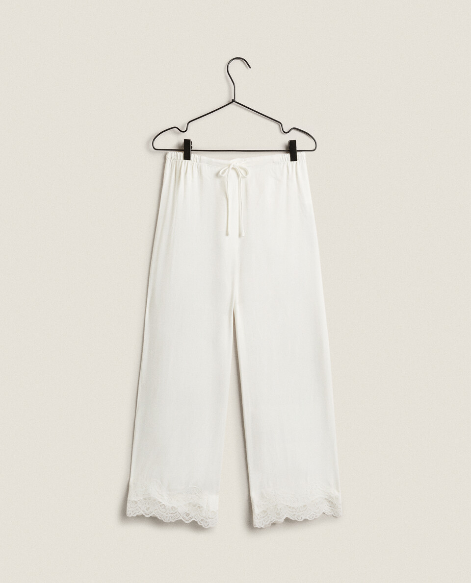 SATEEN PANTS WITH LACE