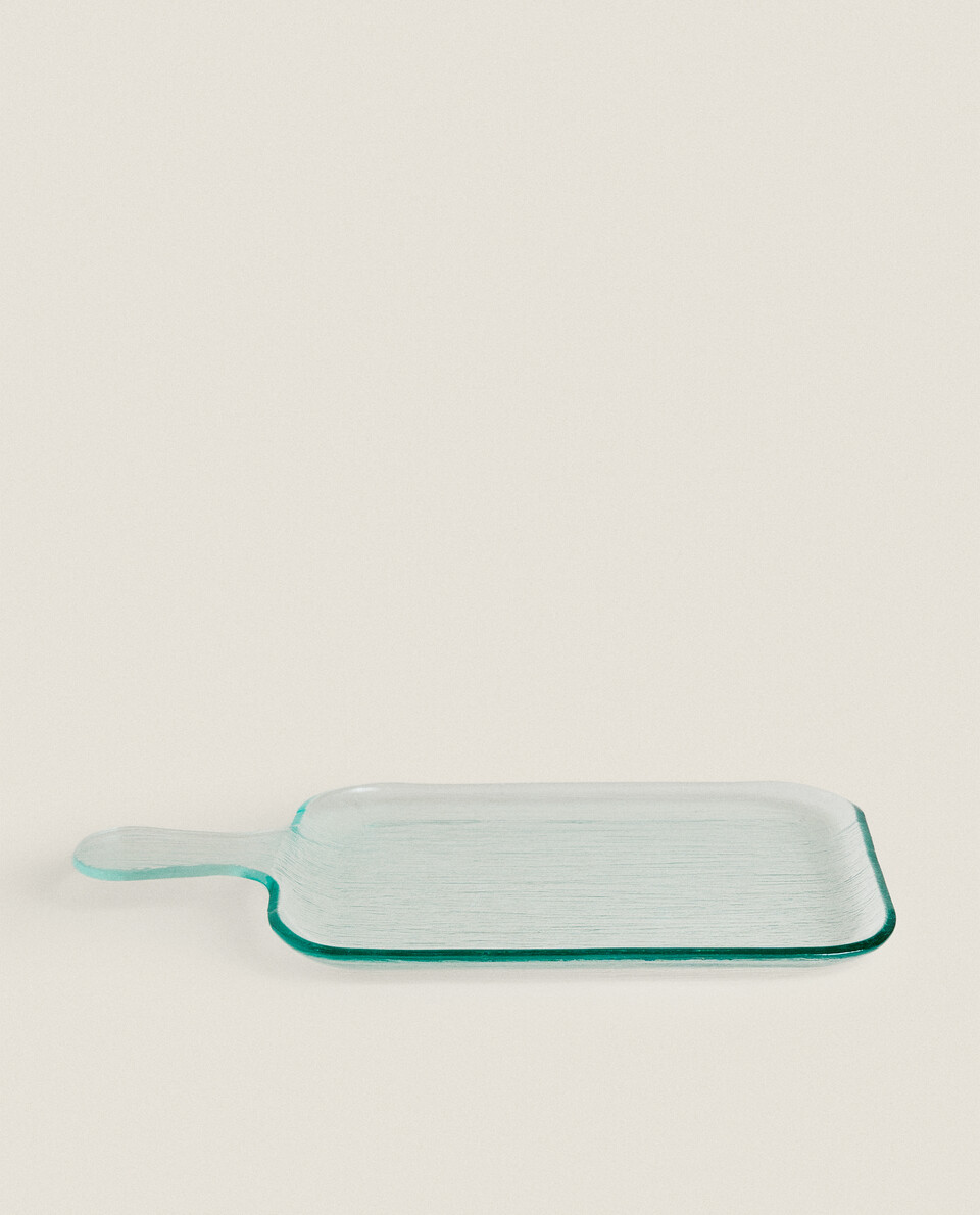 GLASS TRAY WITH HANDLE