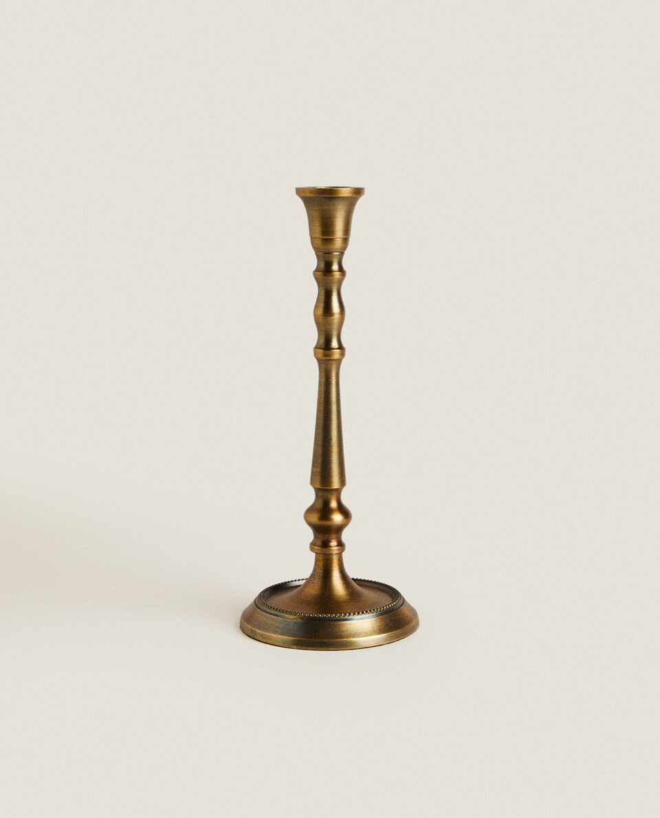 SMALL ANTIQUE-FINISH CANDLESTICK