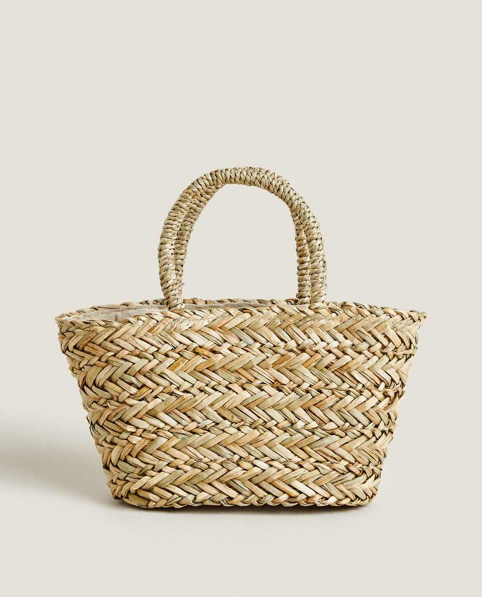 حقيبة | سلة من الأعشاب البحرية ببطانة قماش