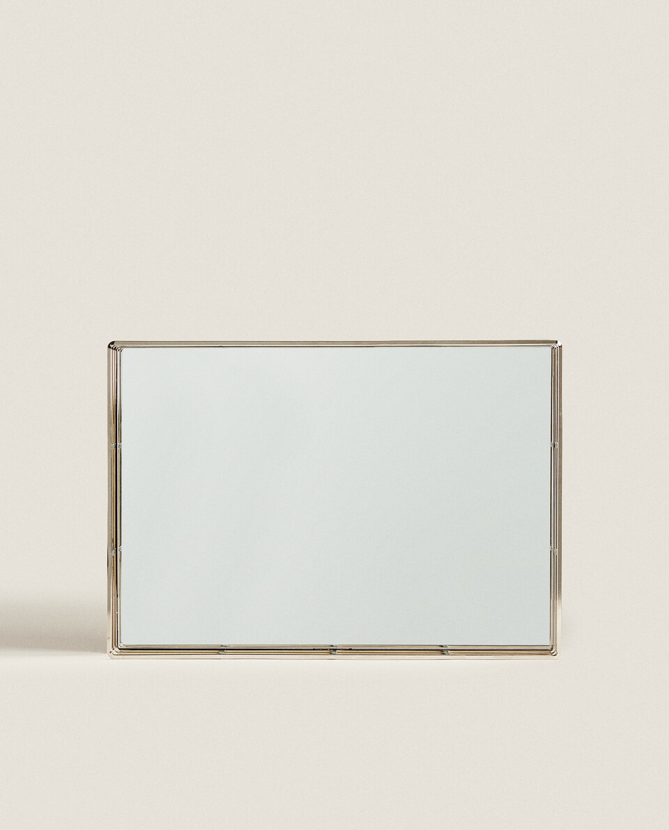 RECTANGULAR METAL AND MIRRORED TRAY