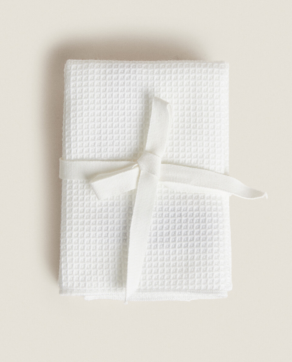 WAFFLE-KNIT OVERLOCK TOWEL (PACK OF 3)