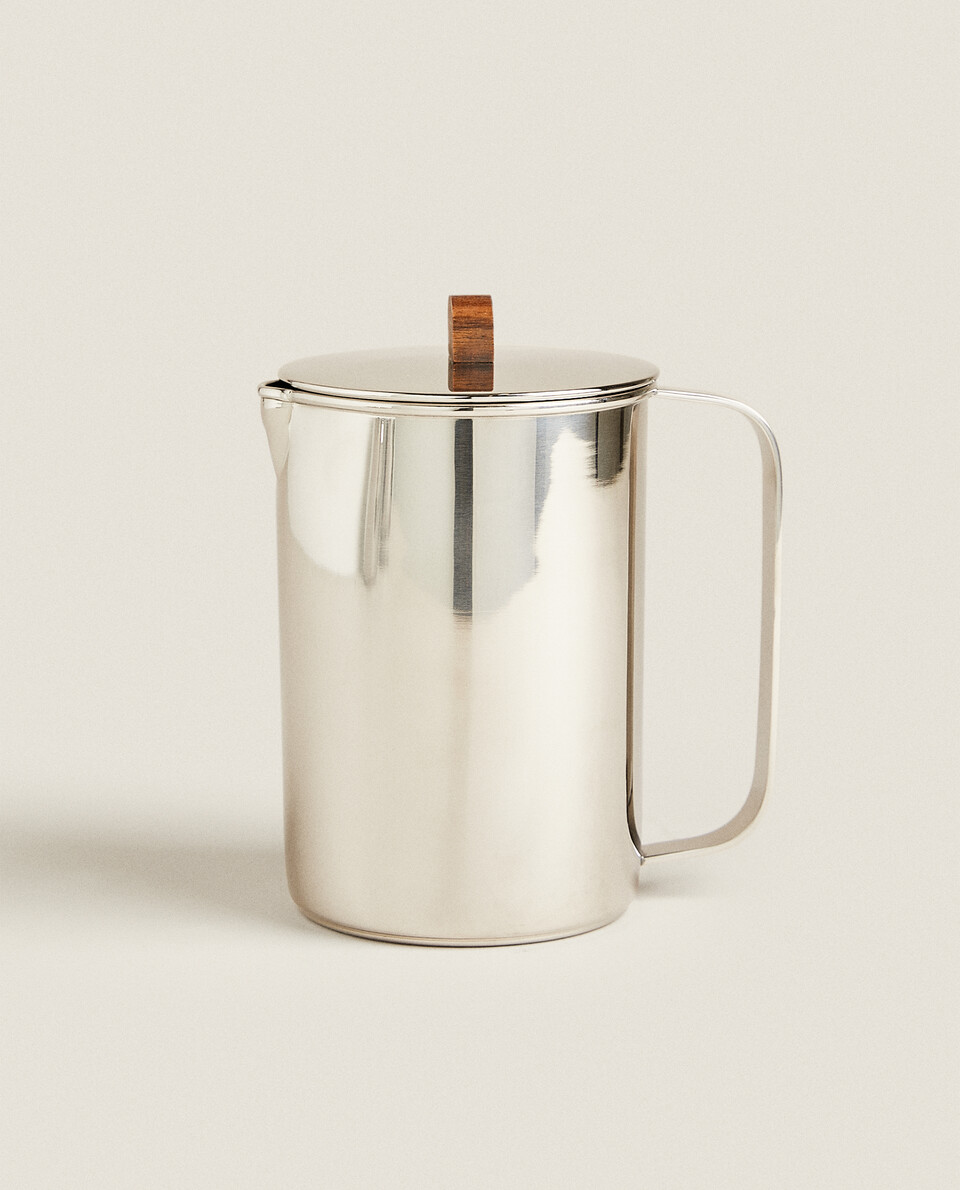 STEEL AND WOOD COFFEE POT