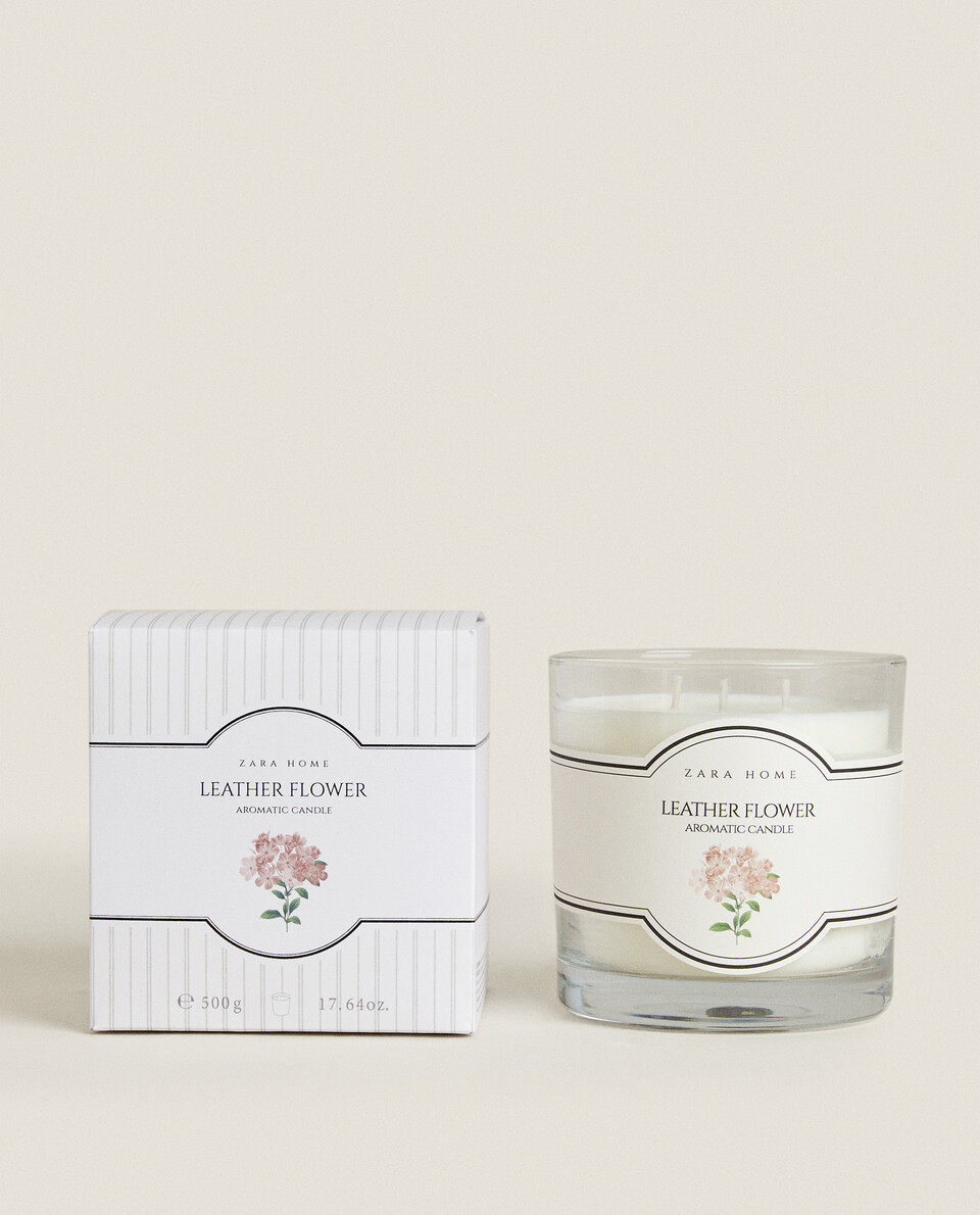 (500 G) LEATHER FLOWER SCENTED CANDLE