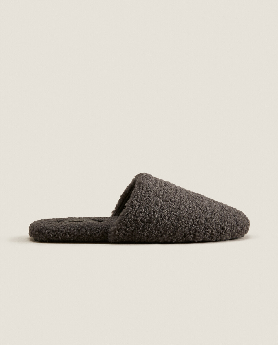 Warm fabric mule slippers