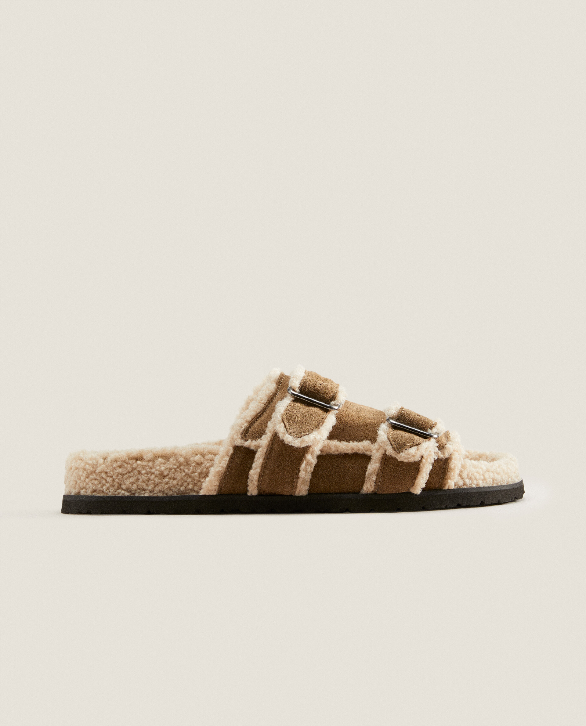 zara fur sliders